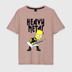 Мужская футболка хлопок Oversize Барт Симпсон - heavy metal
