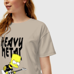 Женская футболка хлопок Oversize Барт Симпсон - heavy metal - фото 2
