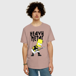 Мужская футболка хлопок Oversize Барт Симпсон - heavy metal - фото 2