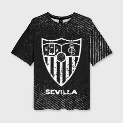 Женская футболка oversize 3D Sevilla с потертостями на темном фоне