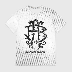 Мужская футболка 3D Nickelback с потертостями на светлом фоне