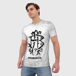 Мужская футболка 3D Nickelback с потертостями на светлом фоне - фото 2