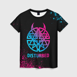 Женская футболка 3D Disturbed - neon gradient