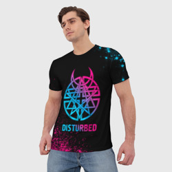 Мужская футболка 3D Disturbed - neon gradient - фото 2