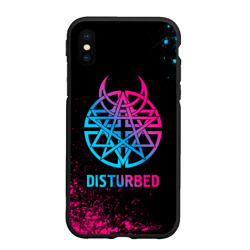 Чехол для iPhone XS Max матовый Disturbed - neon gradient