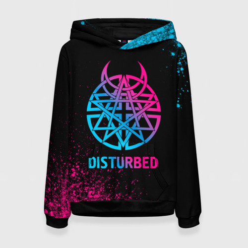 Женская толстовка 3D Disturbed - neon gradient, цвет 3D печать