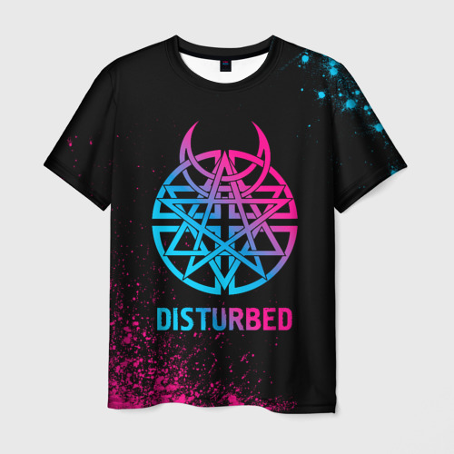 Мужская футболка 3D Disturbed - neon gradient, цвет 3D печать