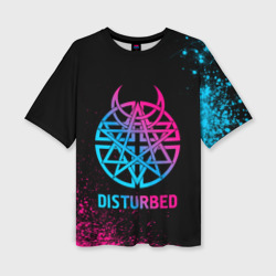 Женская футболка oversize 3D Disturbed - neon gradient