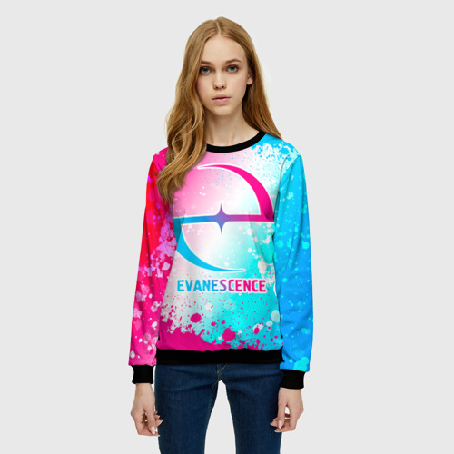 Женский свитшот 3D Evanescence neon gradient style, цвет 3D печать - фото 3