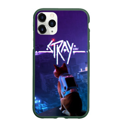 Чехол для iPhone 11 Pro матовый Stray кот неон