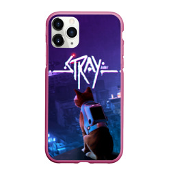 Чехол для iPhone 11 Pro Max матовый Stray кот неон