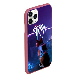 Чехол для iPhone 11 Pro Max матовый Stray кот неон - фото 2