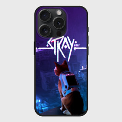Чехол силиконовый для Apple iPhone 15 Pro матовый Stray кот неон
