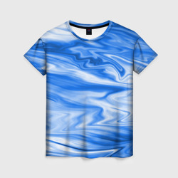Женская футболка 3D Бело синий абстрактный фон Волны