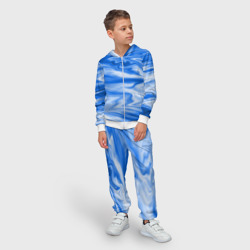 Детский костюм 3D Бело синий абстрактный фон Волны - фото 2
