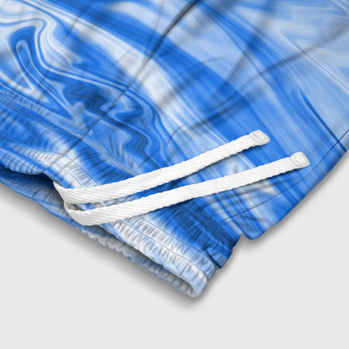 Детские спортивные шорты 3D с принтом Бело синий абстрактный фон Волны, фото #4
