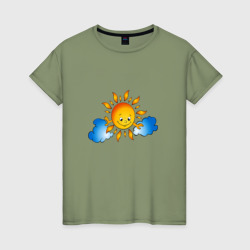 Женская футболка хлопок Солнышко и облака