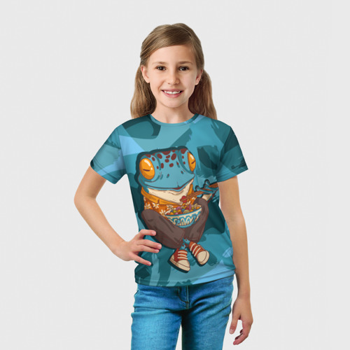 Детская футболка 3D Бизнес-ланч лягухи, цвет 3D печать - фото 5