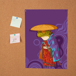 Постер Лягуха-самурай на фиолетовом фоне - фото 2
