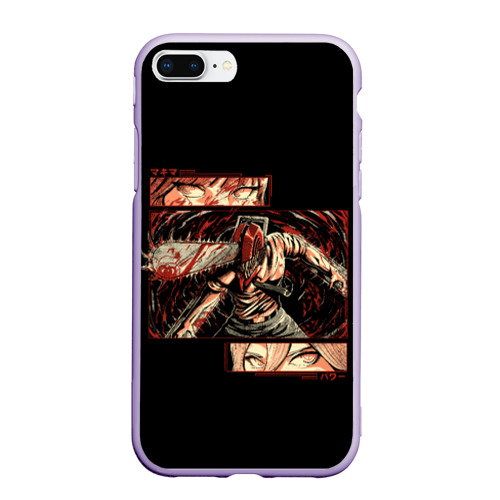 Чехол для iPhone 7Plus/8 Plus матовый с принтом Взгляды Макимы и Пауэр - Человек бензопила, вид спереди #2