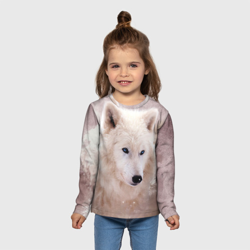 Детский лонгслив 3D Белый зимний волк, цвет 3D печать - фото 5