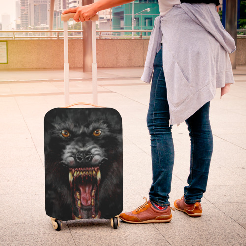 Чехол для чемодана 3D Злой волк с открытой пастью, цвет 3D печать - фото 4