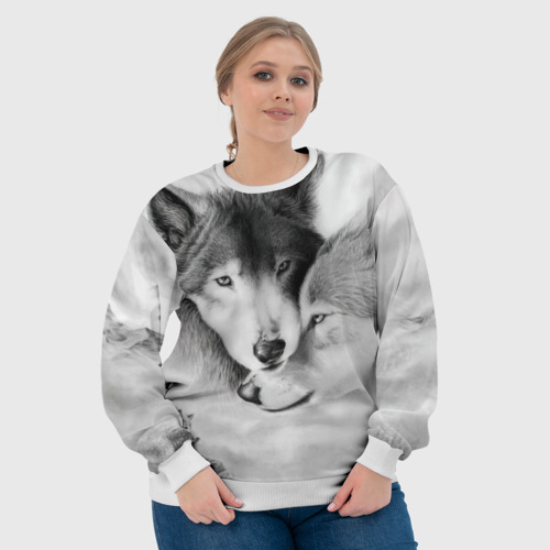 Женский свитшот 3D Love: Волк и волчица, цвет 3D печать - фото 6