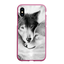 Чехол для iPhone XS Max матовый Love: Волк и волчица