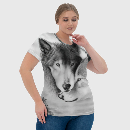 Женская футболка 3D с принтом Love: Волк и волчица, фото #4