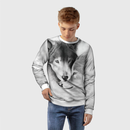 Детский свитшот 3D Love: Волк и волчица, цвет 3D печать - фото 3