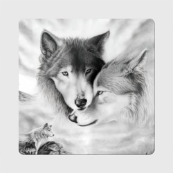 Магнит виниловый Квадрат Love: Волк и волчица