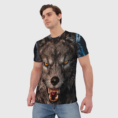 Мужская футболка 3D Морда злого волка, цвет 3D печать - фото 3