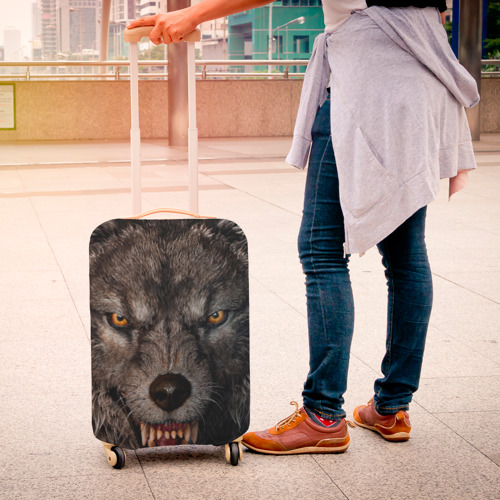 Чехол для чемодана 3D Морда злого волка, цвет 3D печать - фото 4