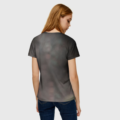 Женская футболка 3D с принтом Волк с грустными глазами, вид сзади #2