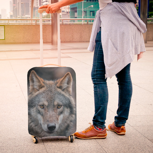 Чехол для чемодана 3D Волк с грустными глазами, цвет 3D печать - фото 4