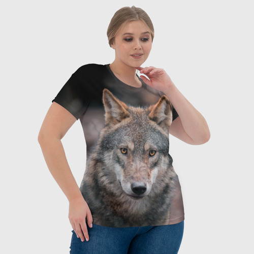 Женская футболка 3D с принтом Волк с грустными глазами, фото #4