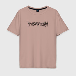 Мужская футболка хлопок Oversize Phasmophobia чёрный текст