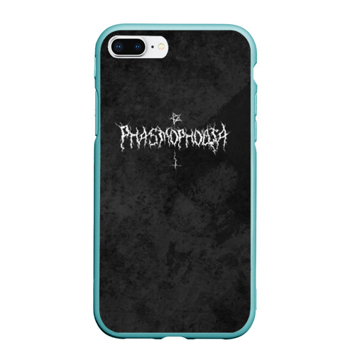 Чехол для iPhone 7Plus/8 Plus матовый Phasmophobia пентаграмма и крест на сером фоне, цвет мятный