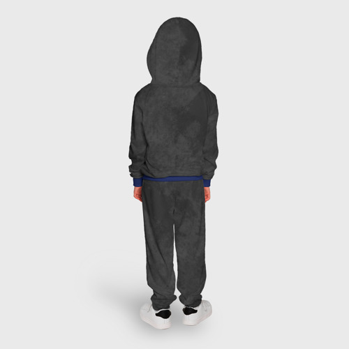 Детский костюм с толстовкой 3D Phasmophobia пентаграмма и крест на сером фоне, цвет синий - фото 4