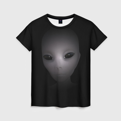Женская футболка 3D с принтом Взгляд пришельца, вид спереди #2
