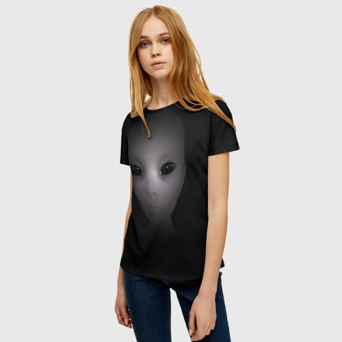 Женская футболка 3D с принтом Взгляд пришельца, фото на моделе #1
