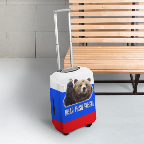 Чехол для чемодана 3D Привет из России - медведь и триколор, цвет 3D печать - фото 3