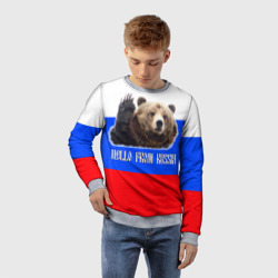 Детский свитшот 3D Привет из России - медведь и триколор - фото 2