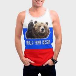 Мужская майка 3D Привет из России - медведь и триколор - фото 2
