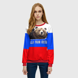 Женский свитшот 3D Привет из России - медведь и триколор - фото 2