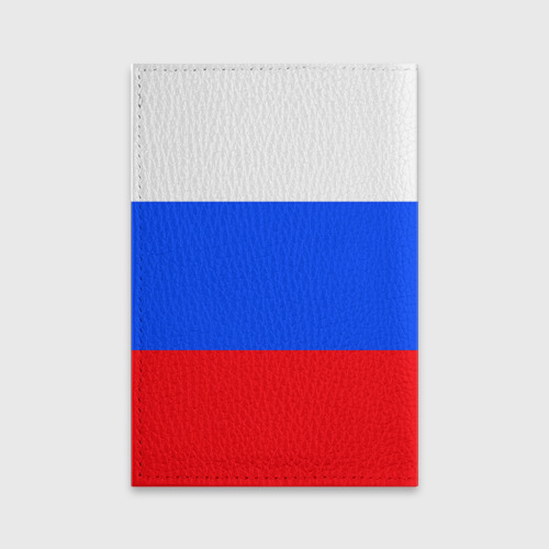 Обложка для паспорта матовая кожа Привет из России - медведь и триколор, цвет голубой - фото 2