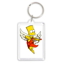 Брелок прямоугольный 35*50 Барт Симпсон - купидон ангел