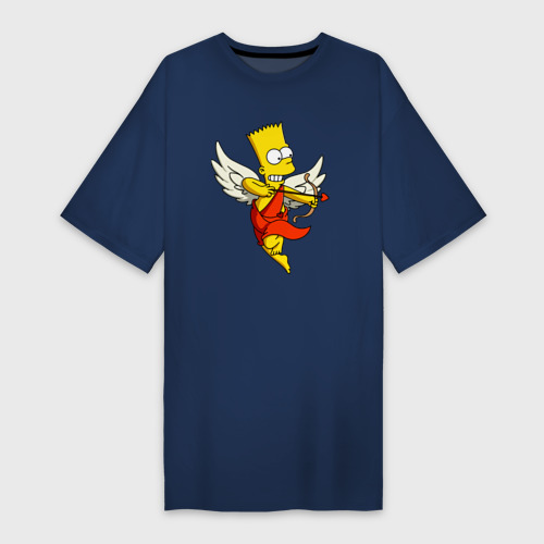 Платье-футболка из хлопка с принтом Барт Симпсон - купидон ангел, вид спереди №1