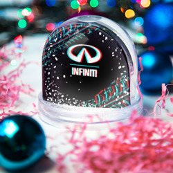 Игрушка Снежный шар Значок Infiniti в стиле glitch на темном фоне - фото 2