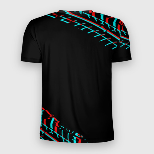 Мужская футболка 3D Slim Значок Infiniti в стиле glitch на темном фоне, цвет 3D печать - фото 2